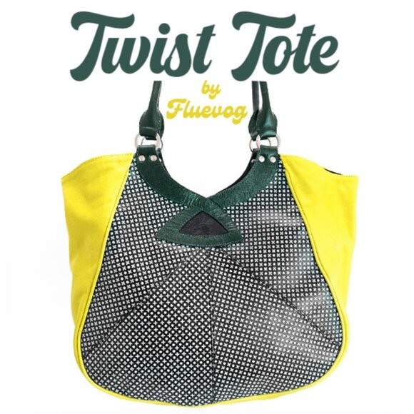 *NEW* F/W 2018 TWIST TOTE BAG, Green/Yellow/Dots, Large. Never used! - Picture 1 of 12